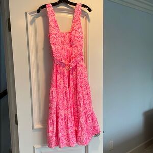 Lilly Pulitzer Pink Floral Midi Dress